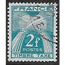 Po Mi 85 (ʘ): 2 Fr. green-blue Postage Due Stamp: Wheatsheaves