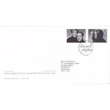 GB 1999 Royal Wedding FDC Bureau cancel with enclosure typed VGC