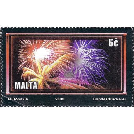 MALTA, Exploding fireworks, black 2000, 6c