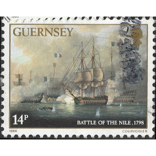 GUERNSEY, SHIP, Admiral Lord James Saumarez, grey 1986, 14p, #3