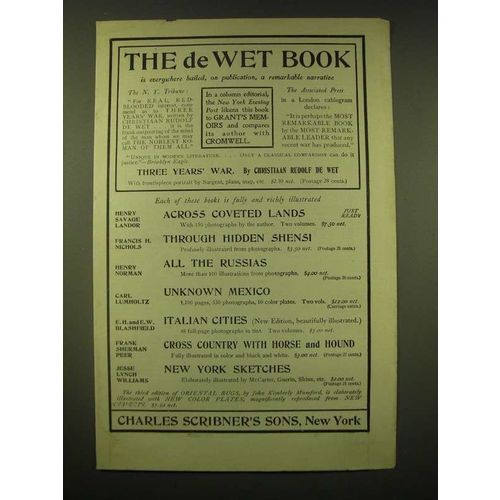 1902 Charles Scribner's Sons Ad - The de Wet Book