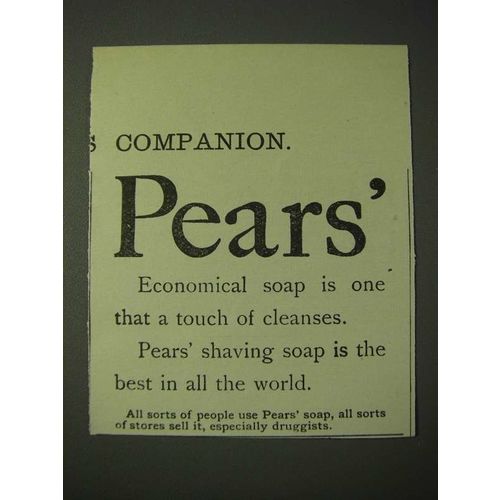 1900 Pears' Soap Ad - Pears' Economical soap is one that a touch of cleanses