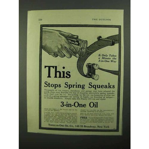 1921 3-in-One Oil Ad - This Stops Spring Squeaks