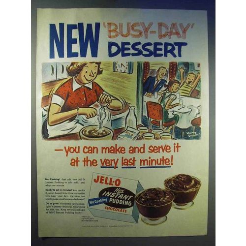 1954 Jell-O Instant Pudding Ad - Busy-Day Dessert