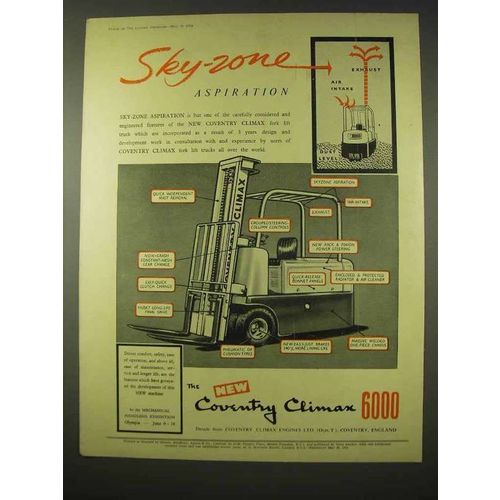 1954 Coventry Climax 6000 Fork Lift Ad - Sky-Zone