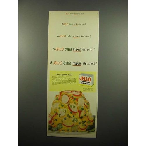 1954 Jell-O Lemon Gelatine Ad - Crisp Vegetable Salad