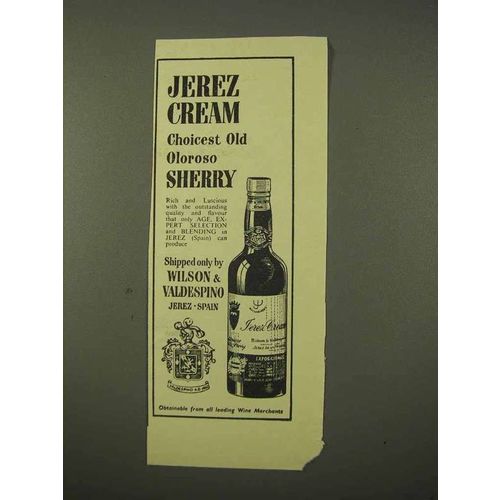 1954 Jerez Cream Old Oloroso Sherry Ad
