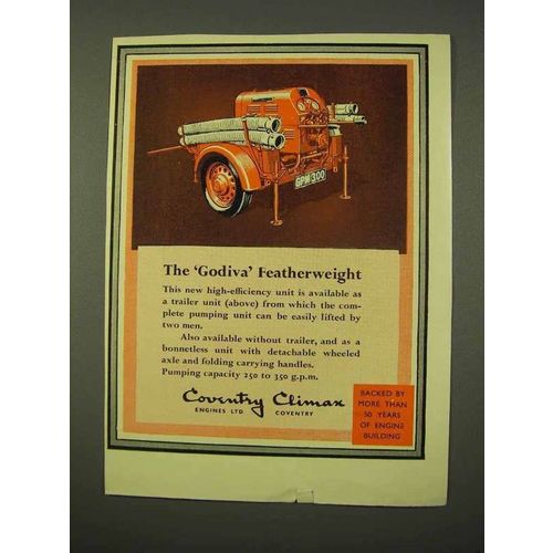 1954 Coventry Climax Godiva Featherweight Fire Pump Ad!
