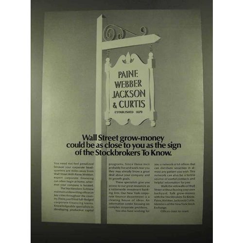 1969 Paine Webber Jackson & Curtis Ad - Grow-Money