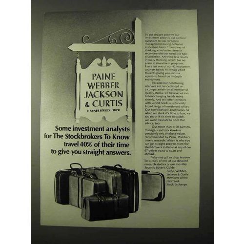 1969 Paine Webber Jackson & Curtis Ad - Investment