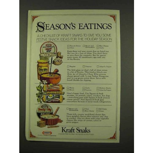 1973 Kraft Ad - Dips, Cheez Whiz, Squeez-A-Snak
