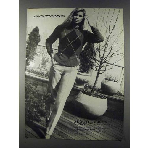 1980 Adolfo Sport Fashion Ad - Argyle Sweater
