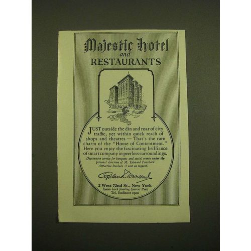 1924 Majestic Hotel, New York Ad