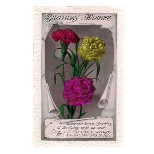 BIRTHDAY WISHES .. used vintage postcard 1934 postmark