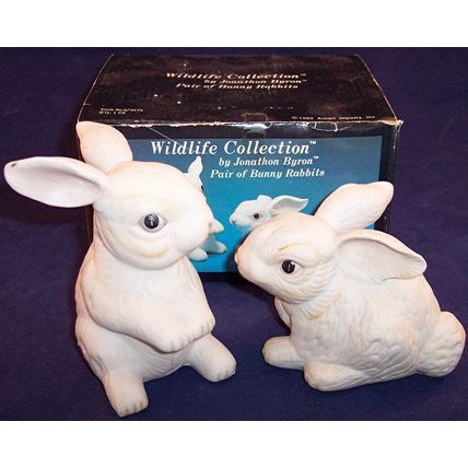 Vintage Pair of Bunny Rabbits, Wildlife Collection by Jonathon Byron Arnart 1982