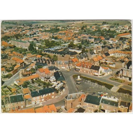 Postcard Moreuil, Somme, France. Aerial view of Place Norbert-Malterre. Unposted