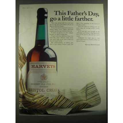 1967 Harveys Bristol Cream Sherry Ad - This Father's Day, go a little farther
