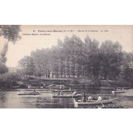 Precy Sur Marne Le Bac Rowing Boats Antique French POstcard