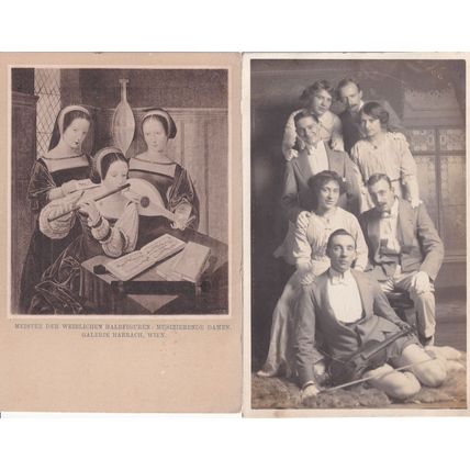 Violin Musicians Portrait Eccentric + German 2x Old Postcard s