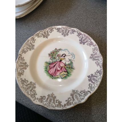 Washington Pottery Side/Tea Plate Lady Collecting Flowers