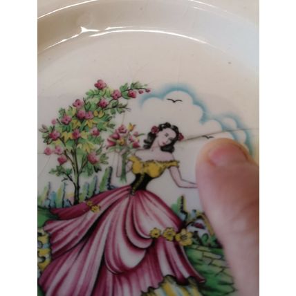 Washington Pottery Side/Tea Plate Lady Collecting Flowers