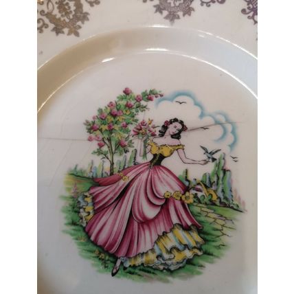 Washington Pottery Side/Tea Plate Lady Collecting Flowers
