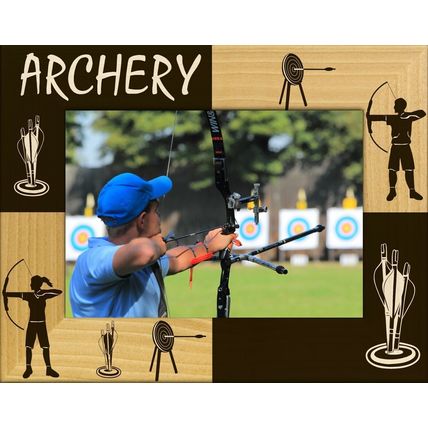 Archery Laser Engraved Wood Picture Frame Landscape (3 x 5)