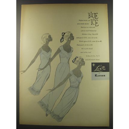 1956 Kayser Slips and Gowns Ad - Blue Ice