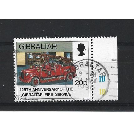 Gibraltar.SG631 20p Early Fire Engine.Fine Used.Nov23