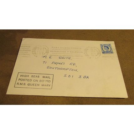 1967 GB Cover - High Seas Mail, RMS Queen Mary Ocean Liner final voyage - N1