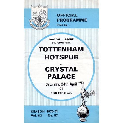 1970/71 Tottenham Hotspur / Spurs vs Crystal Palace **FREE P&P**