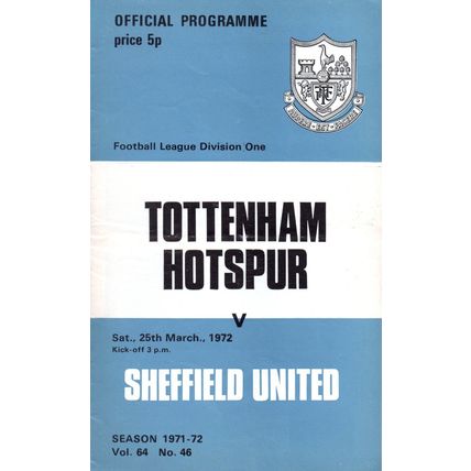 1971/72 Tottenham Hotspur / Spurs vs Sheff United **FREE P&P**