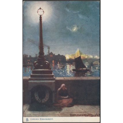 Horace Van Ruith - Chelsea Embankment, London, 1904 - Tuck's Oilette Postcard