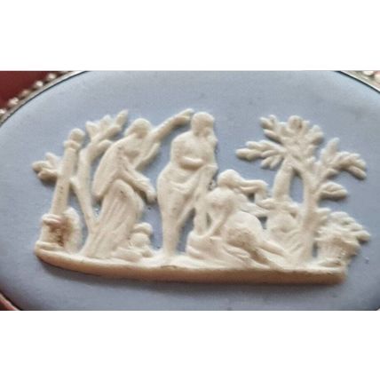 Antique Vintage 1940-s Wedgwood Blue Silver Brooch Hallmarked