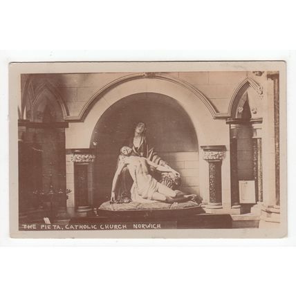The Pieta Catholic Church Norwich Postcard RP Norfolk Publisher Fred Fisher