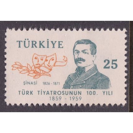 Turkey 1959 Theatre Sinasi and masks 25k Mint Never Hung SG 1852 VGC