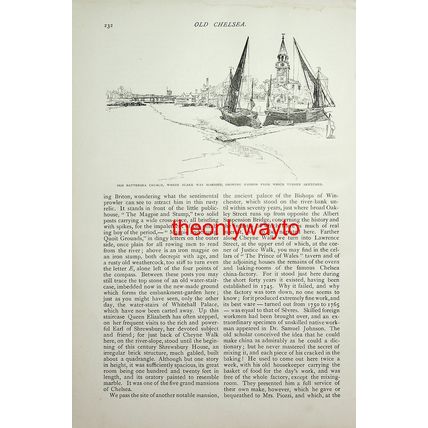 Old Battersea Church, London, (Rossetti's Garden On Reverse), Book Illustration