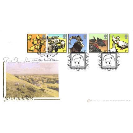 Paul Daniels Magician AND Debbie McGee Farm Animals LTD TO 25 Hand Signed FDC