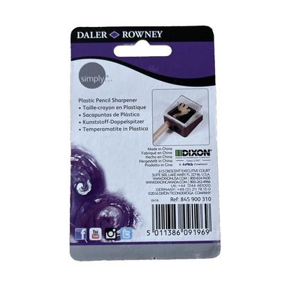 Daler Rowney Simply Plastic Pencil Sharpener. H Eye Pencil