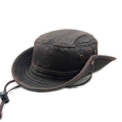 UPF50+ Weathered Cotton Button-Up Brim Bucket Hat Size M