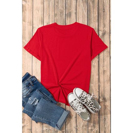 Red Diverse Heart Printed Crewneck Valentines Tee