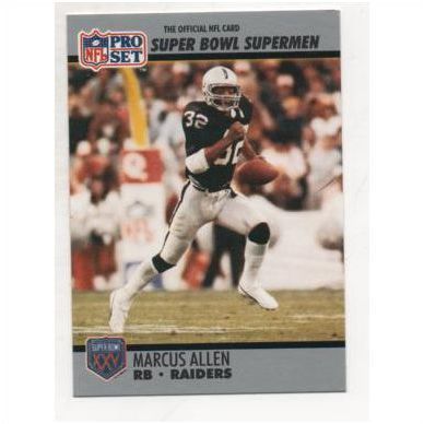 PRO SET 1990 Super Bowl Supermen card No.38 Marcus Allen, Raiders.