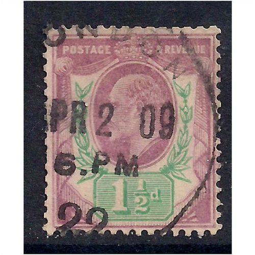 GB 1901 - 13 KEV11 1 1/2d Purple & Green Used wmk 49 (D448 )