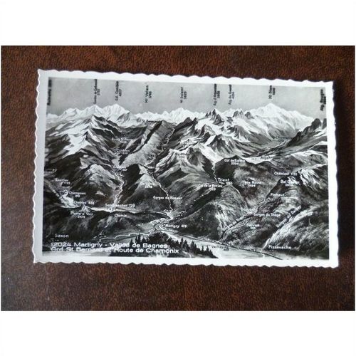 Switzerland Martigny Vallee de Bagnes St Bernard Chamonix Perrochet postcard map