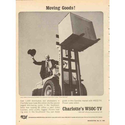 wsoc tv 1965 charlotte nc moving goods clown carnival vintage ad
