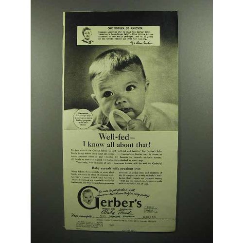 1945 Gerber's Baby Food Ad - Well-Fed I Know