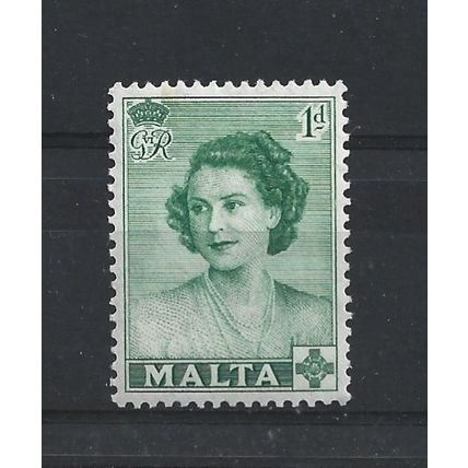 Malta.SG255 1d Queen Elizabeth when Princess (Green).Mounted Mint.Apr25f