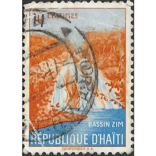 HAITI, Bassim Zim waterfall, blue & orange 1957, 10c