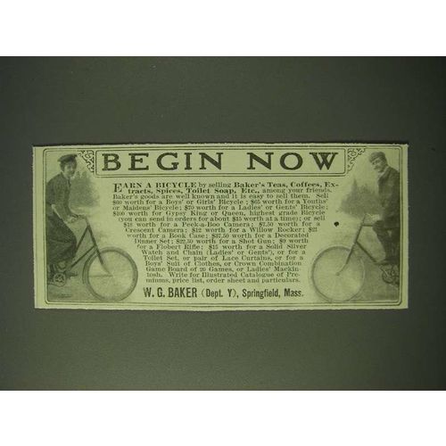 1900 W.G. Baker Baker's Teas, Coffee, Extracts, Spices, Toilet Soap Ad