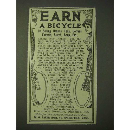 1900 W.G. Baker Baker's Teas, Coffees, Extracts, Starch, Soap Ad
